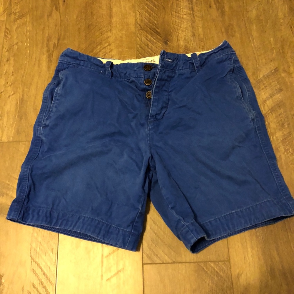 Abercrombie & Fitch button fly blue khaki shorts